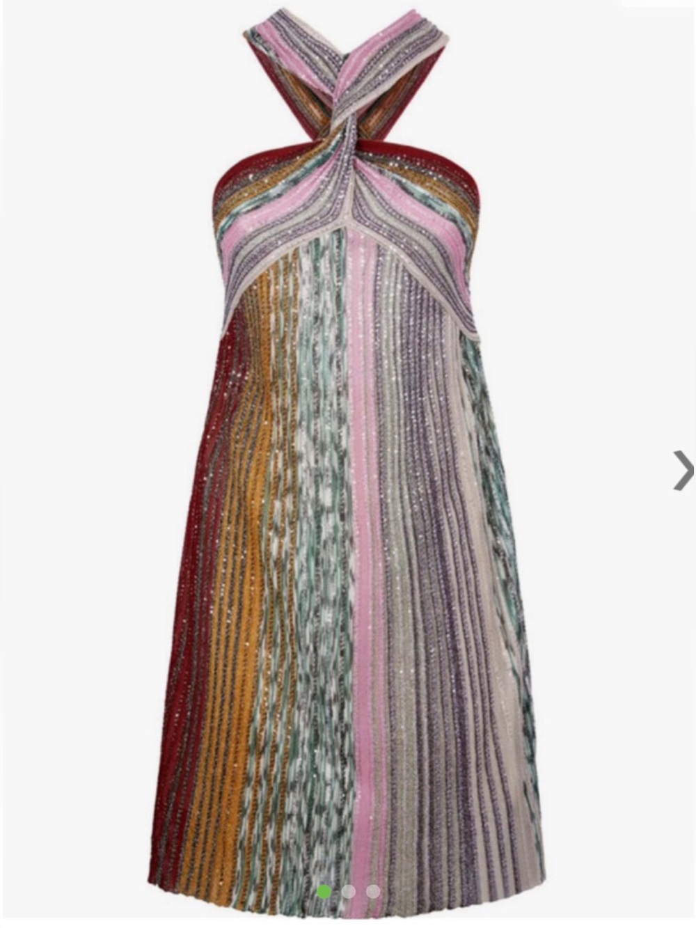 Missoni Halter Mini Dress in Pink, Yellow, Green, Blue & Cream